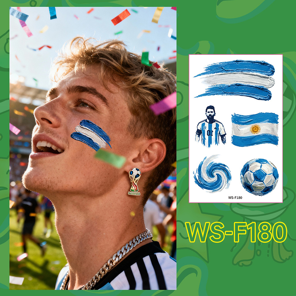 Personalized Football Soccer Fan Face Tattoos-Colorful Game Day Temporary Stickers for Supporters and Festivals