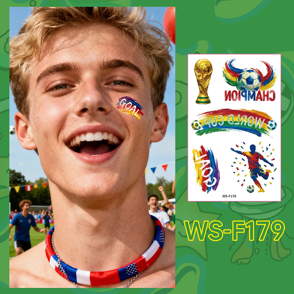 Personalized Football Soccer Fan Face Tattoos-Colorful Game Day Temporary Stickers for Supporters and Festivals