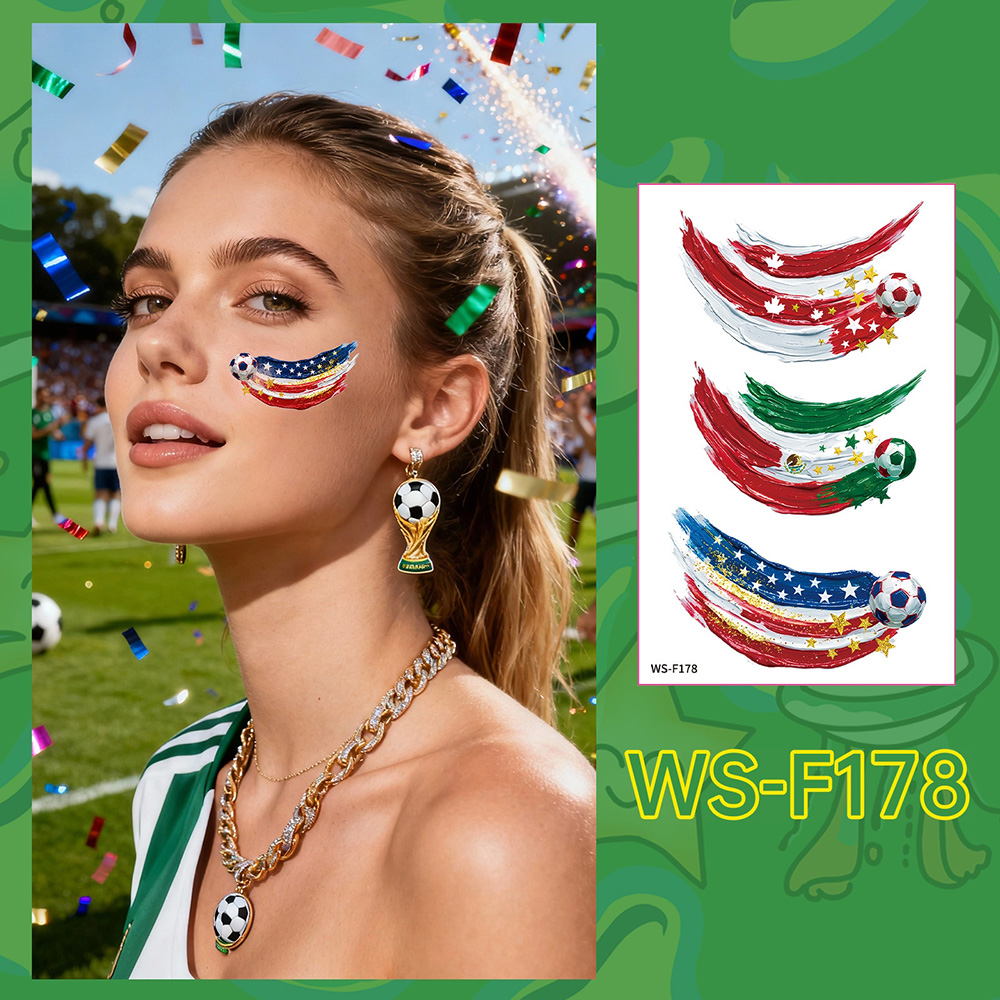 Personalized Football Soccer Fan Face Tattoos-Colorful Game Day Temporary Stickers for Supporters and Festivals