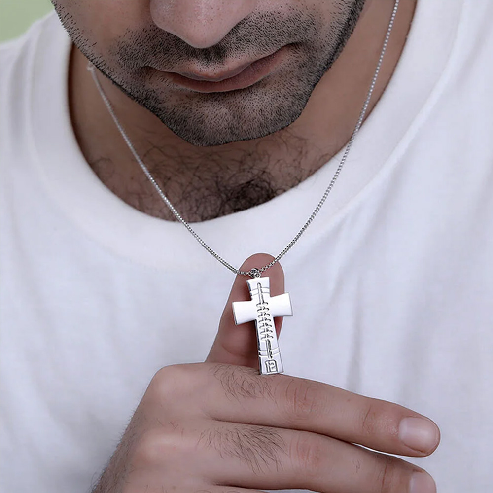Personalized Christian Football Cross Pendant Necklace with Custom Number Design