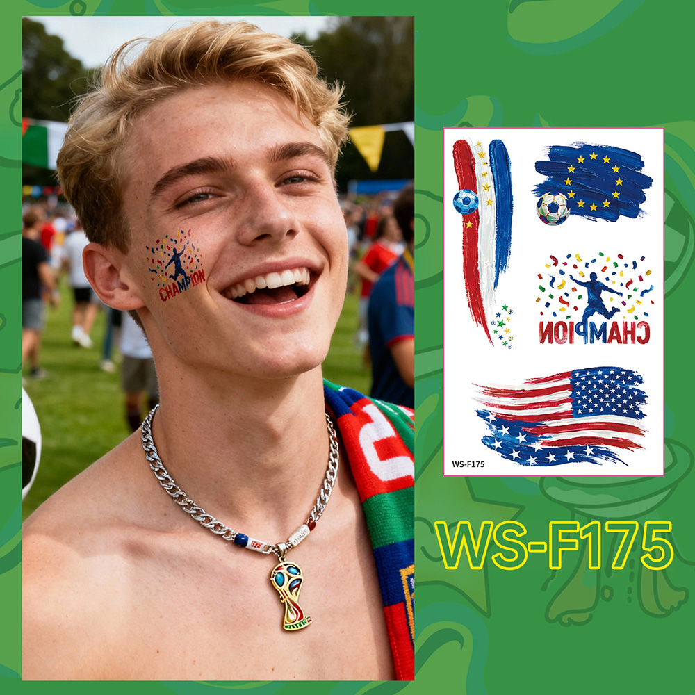 Personalized Football Soccer Fan Face Tattoos-Colorful Game Day Temporary Stickers for Supporters and Festivals