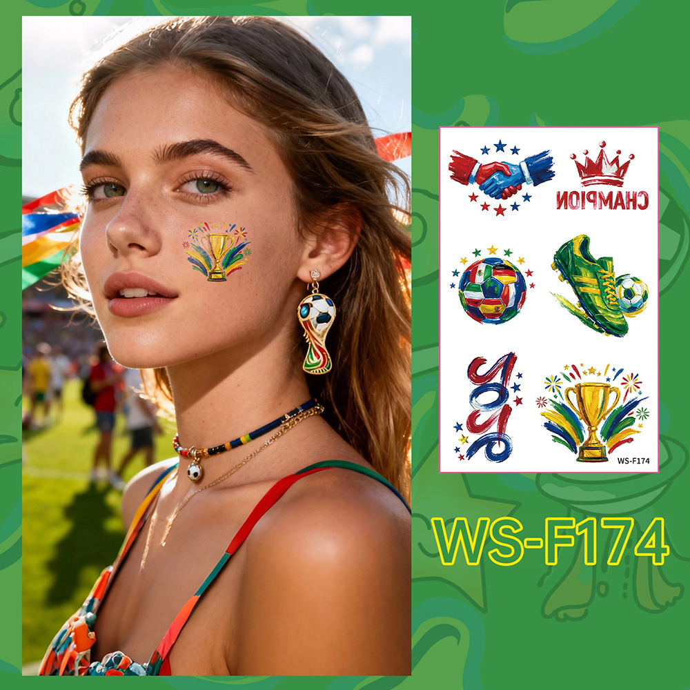 Personalized Football Soccer Fan Face Tattoos-Colorful Game Day Temporary Stickers for Supporters and Festivals