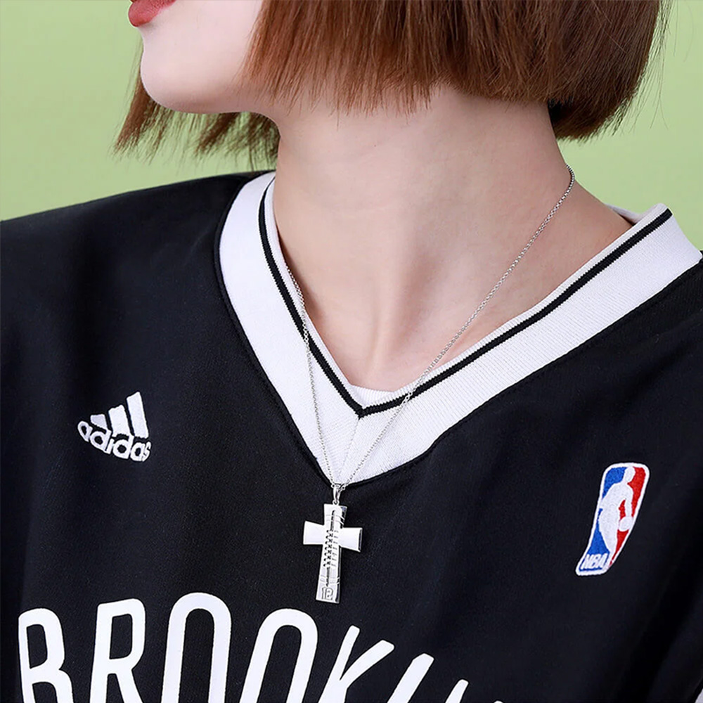 Personalized Christian Football Cross Pendant Necklace with Custom Number Design