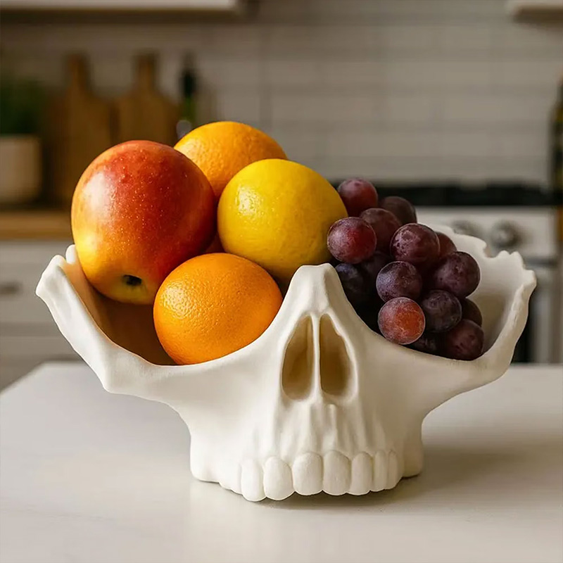 Skull Fruit Bowl 3D Printing Halloween Candy Holder Creepy Kitchen Table Halloween Decor