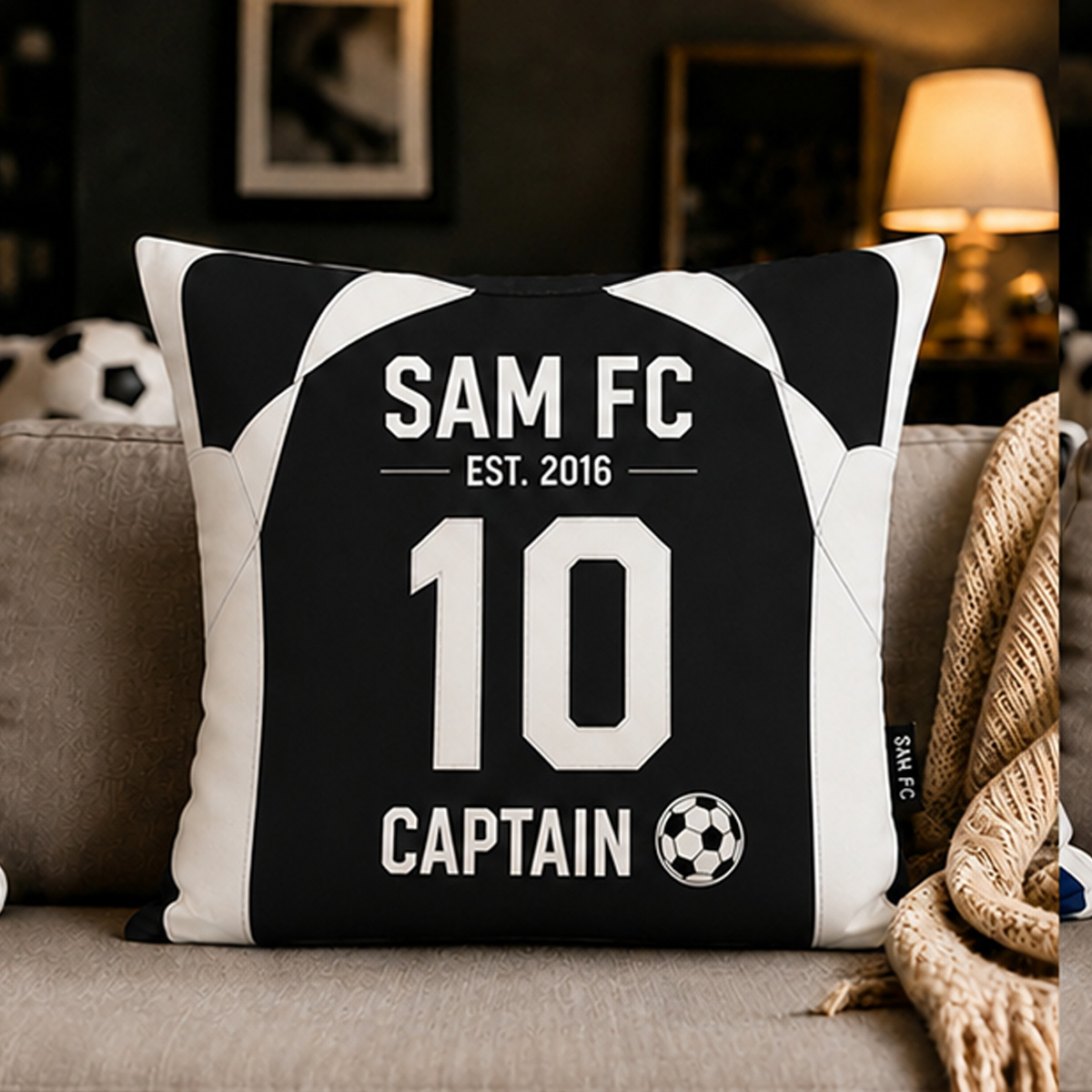 Personalized Soccer Jersey Pillow Custom Name Number & Team Text for Soccer Lovers