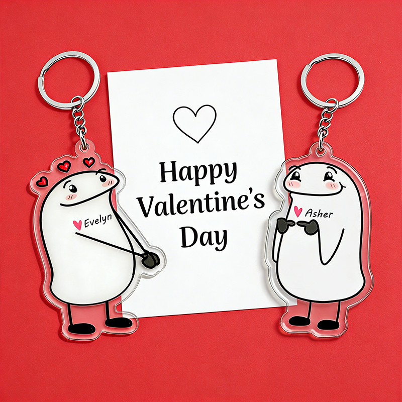 Personalized Sweet Confession Cartoon Keychain Engraved Keychain Playful Gift for Couples Romantic Holiday Gift