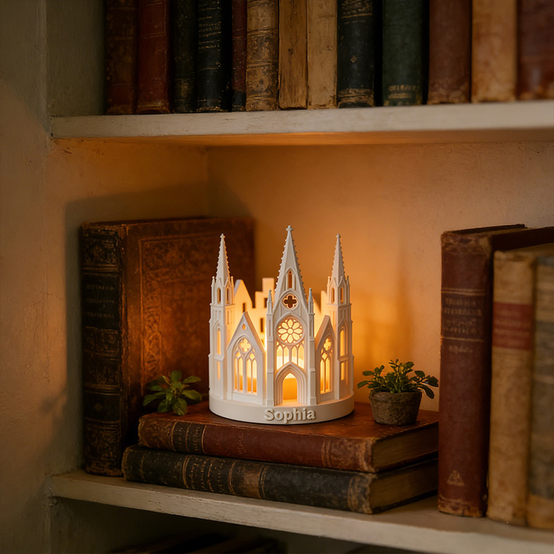 Personalized 3D Printed Church Candle Holder with Custom Name Religious Home Decoration Spiritual Gift Prayer Space Gift for Christians
