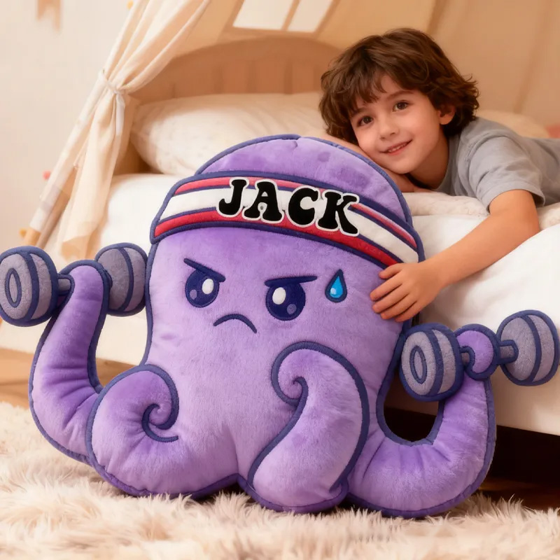 Personalized Workout Octopus Throw Pillow Graphic 3D Print Trainer Fitness Planner Decoration Letter Pillow Exercise Sport Gym Sublimation Design Lift Heavy Shit Gym Rat Weightlifting Pillow for Kids Gym Lovers