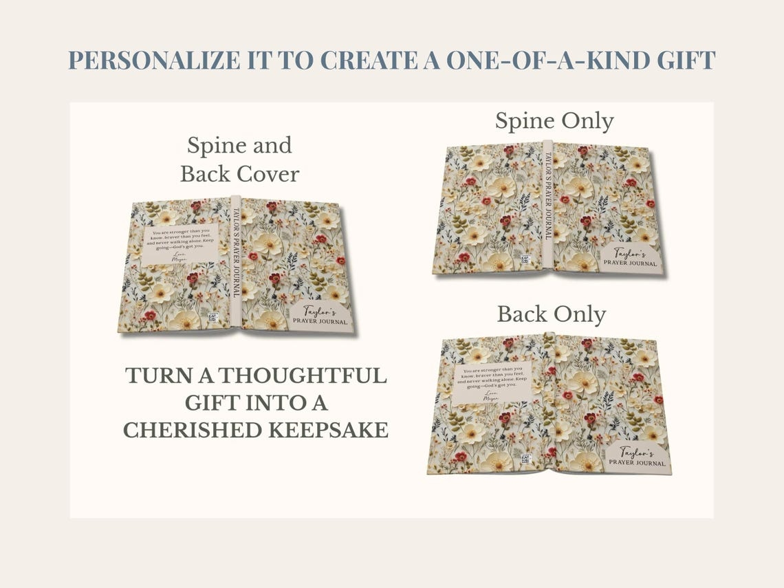 Personalized prayer journal for women with name wildflower floral cover Christian gift hardcover lined notebook
