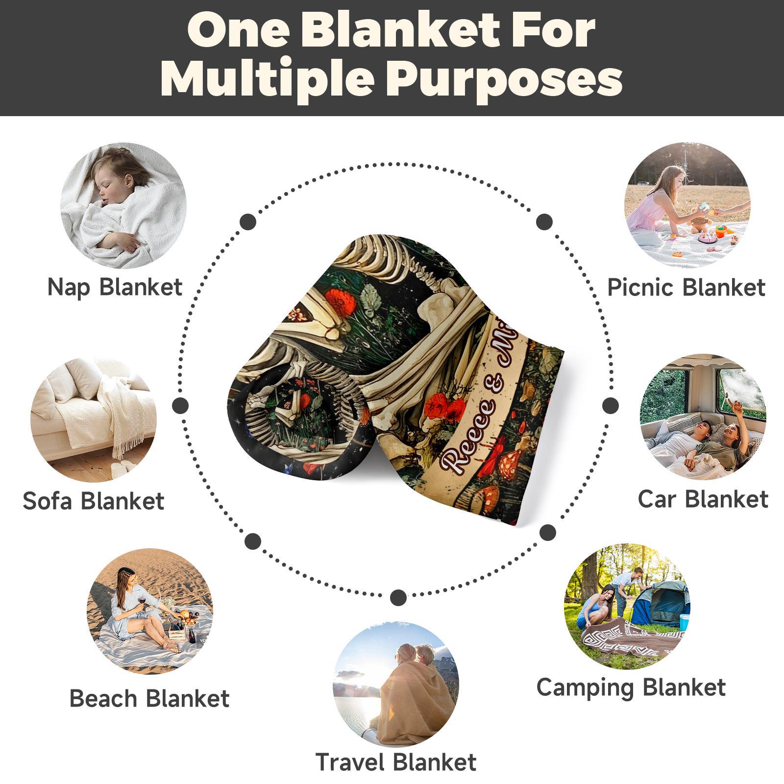 Personalized Couple Skull Blanket with Name Romantic Wedding Gift for Wife Husband Anniversary Blanket Gift