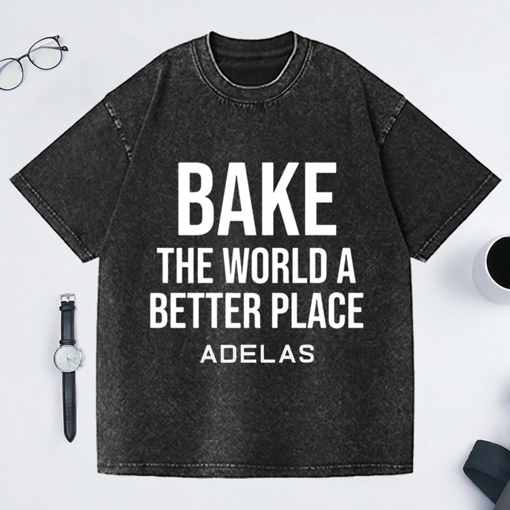 Personalized Bake the World a Better Place Washed T-Shirts Baking Shirt Bakers Shirt Cooking Gifts