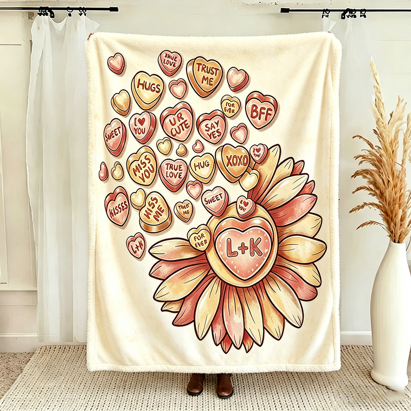 Personalized Couple Love Throw Blanket with Names Valentine Gift Gift for Husband Gift For Wife