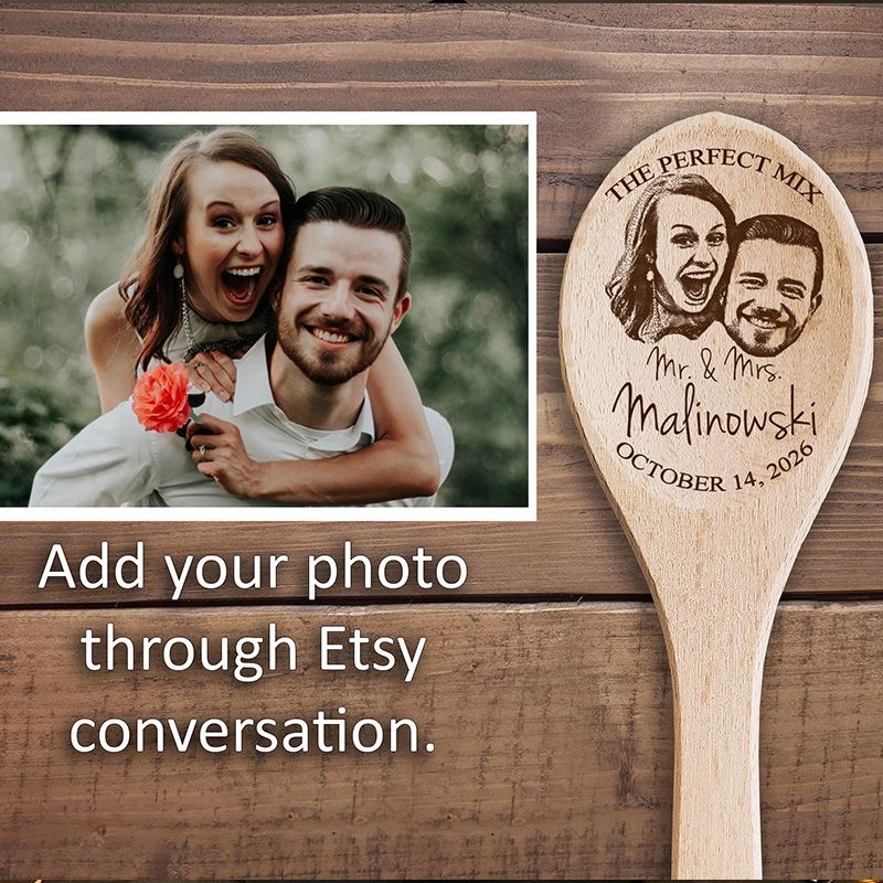 Personalized Face Photo Wood Spoon Engraved Photo Chef Gift Husband Gift Couple Gift for Newlyweds