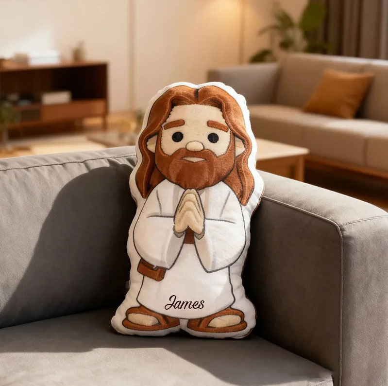 Personalized Jesus Pillow with Custom Name Home Decor Religious Gift Christian Gift Graphic 3D Print Pillow