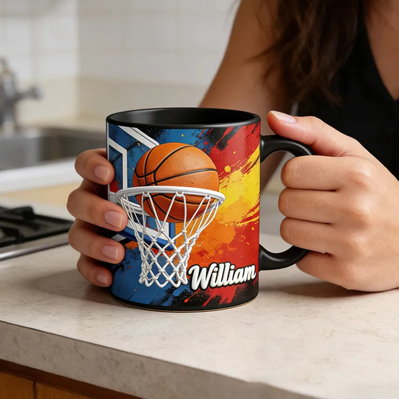 Personalized Basketball Slam Dunk Coffee Mug for Basketball Enthusiasts