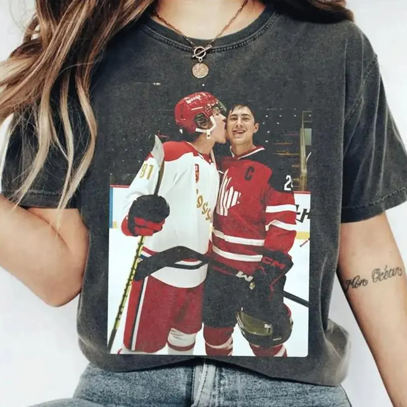 Personalized Ice Hockey Fans Washed T-Shirt with Custom Player Colorful Image Gift for Fans