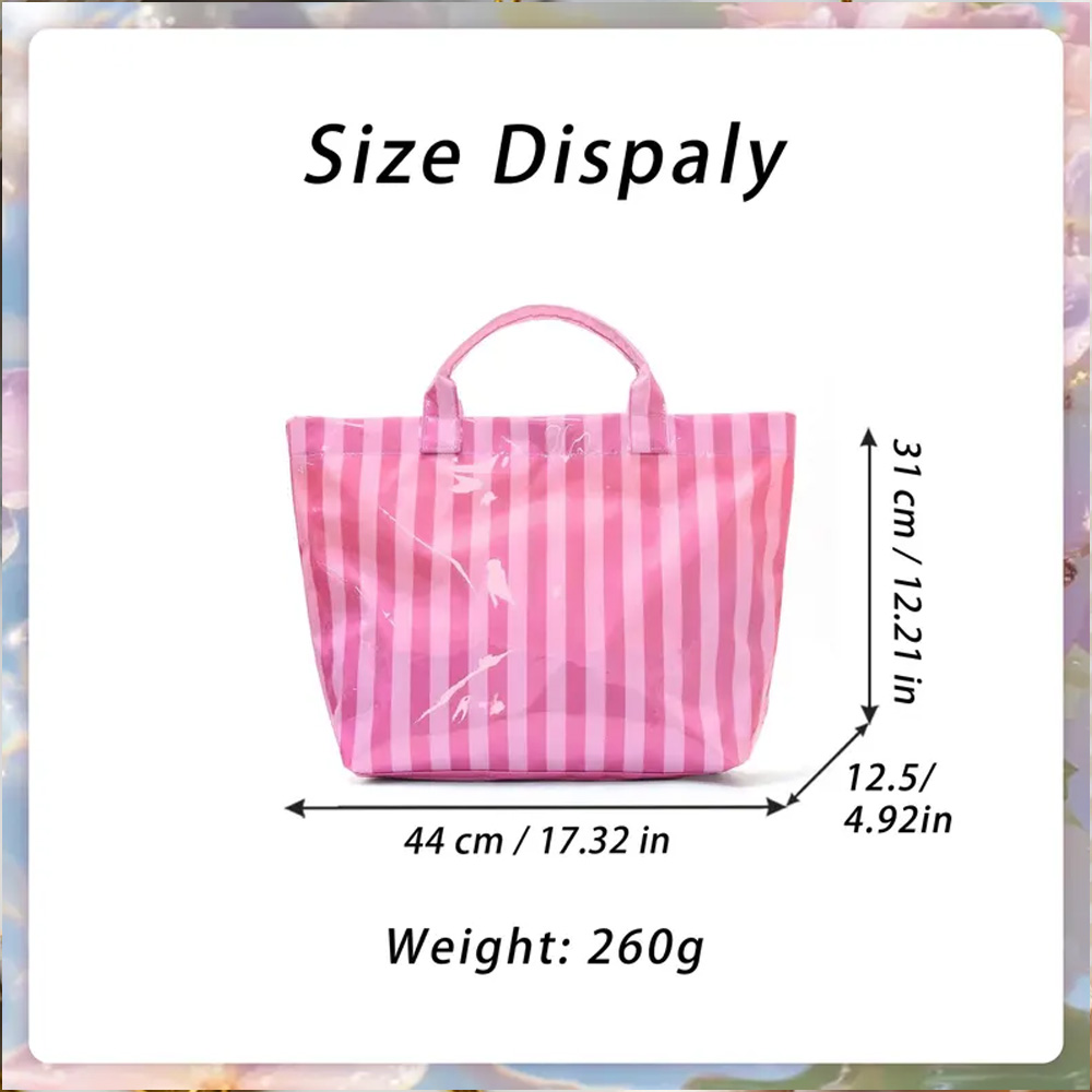 Personalized PVC Tote Bag With Custom Names Striped Vacation Gift For Women Mother Best Friends Summer Fun