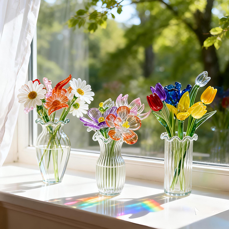 Mini Glass Birth Month Flower Matching Vase