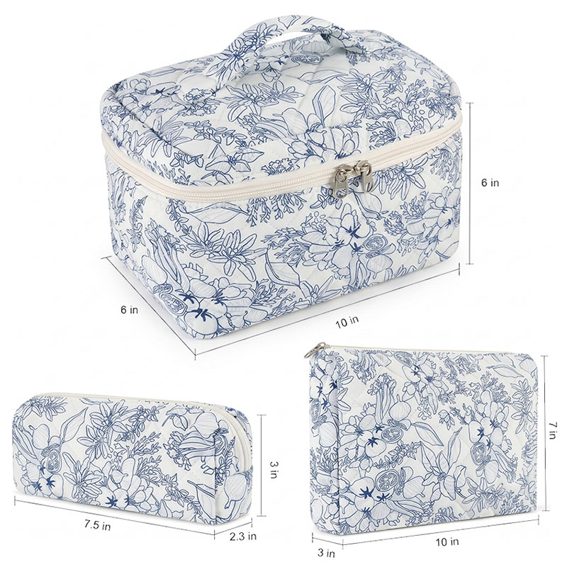 Personalized Embroidered Name Cotton Quilted Crochet Tool Storage Bag Large Small  Floral Crochet Tool Storage Bag Set Cute Coquette Pouch for Purse Aesthetic Cloth Flower Storage Bag Organizer