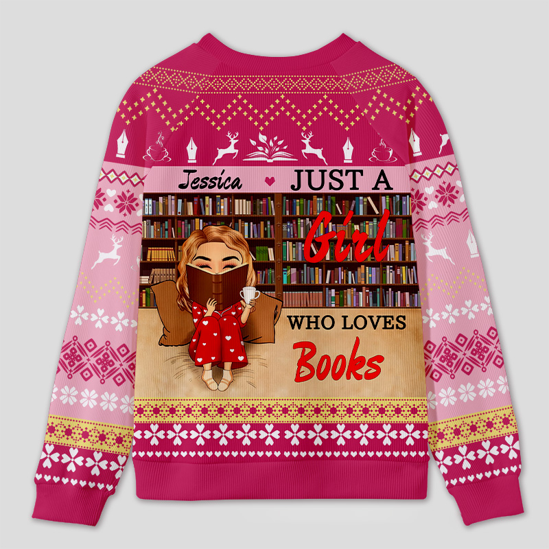 Personalized Reading Enjoyment Bookworm Ugly Sweater Festive Gift for Book Lovers