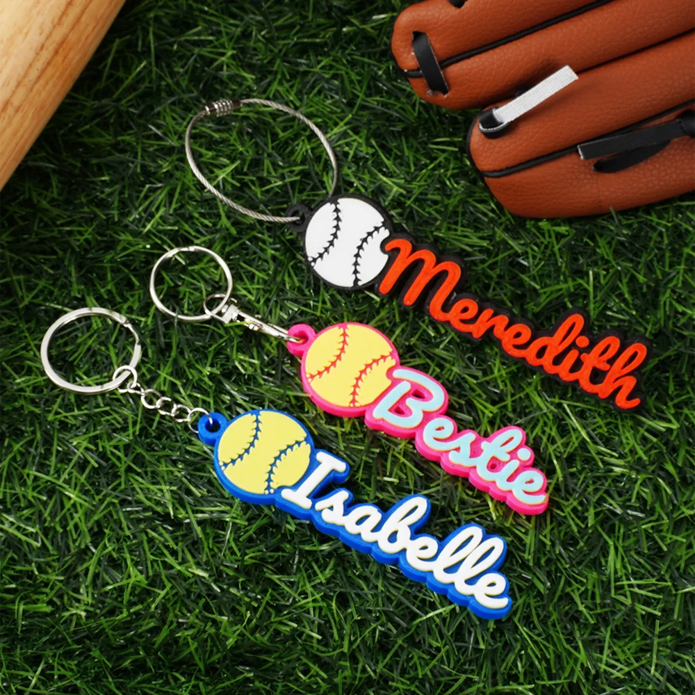 Personalized 3D Printed Softball Keychain Featuring Custom Name