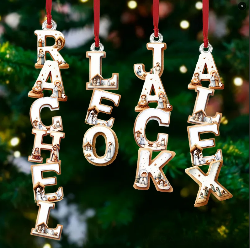 Personalized Nativity Scene Acrylic Christmas Ornament with Custom Name Religious Gift Christmas Tree Decor Christian Gift