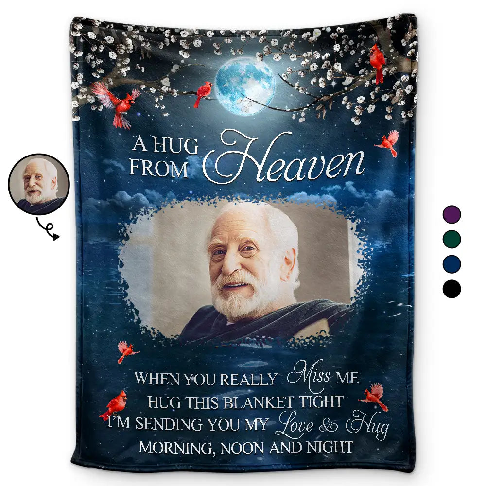 Personalized Memorial Blanket With Cardinal Design Custom Photo When You Miss Me Have No Fear Hug This Blanket And Know I’m Here Keepsake