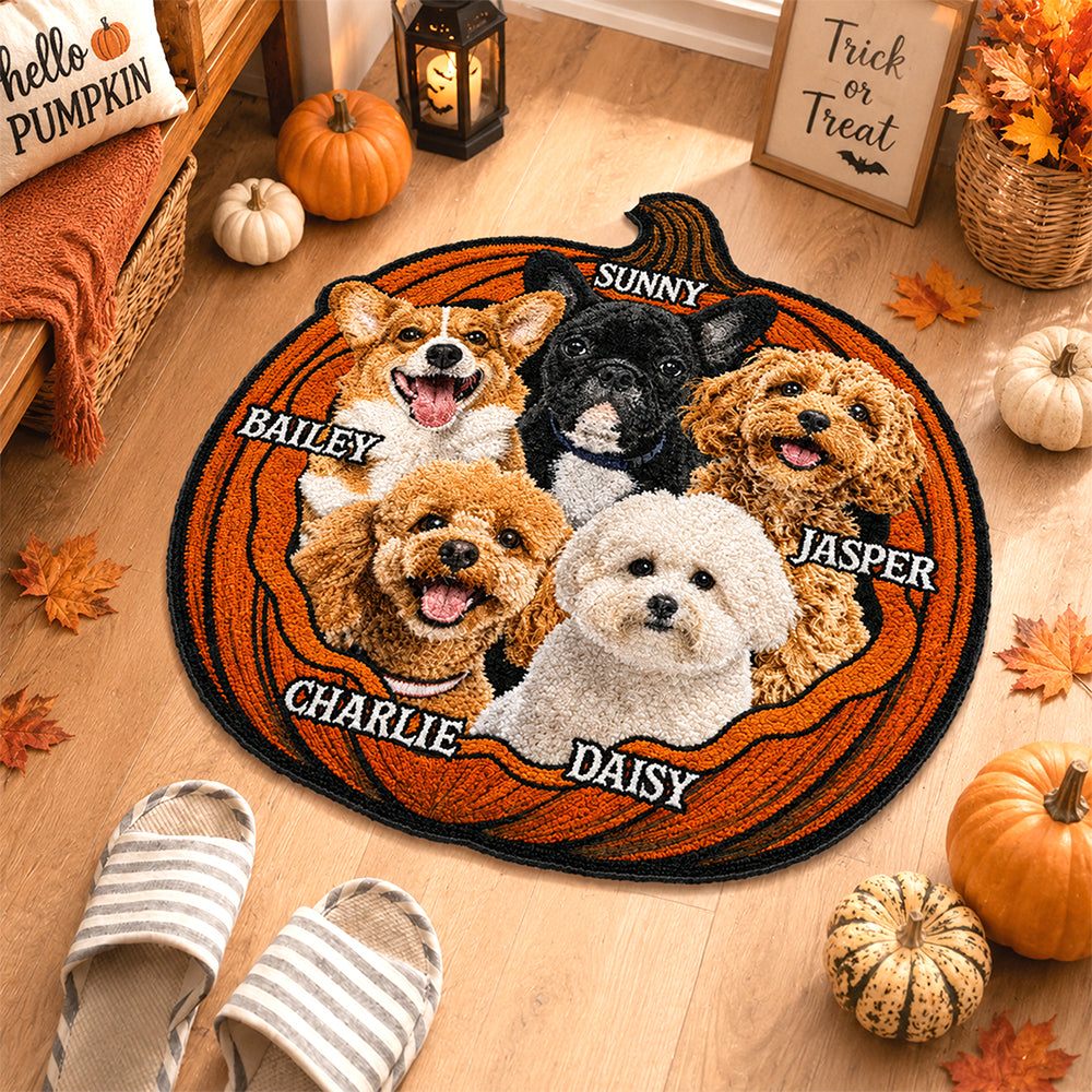 Personalized Shape Faux Cashmere Rug Custom Dog Cat Photo Halloween Pumpkin 