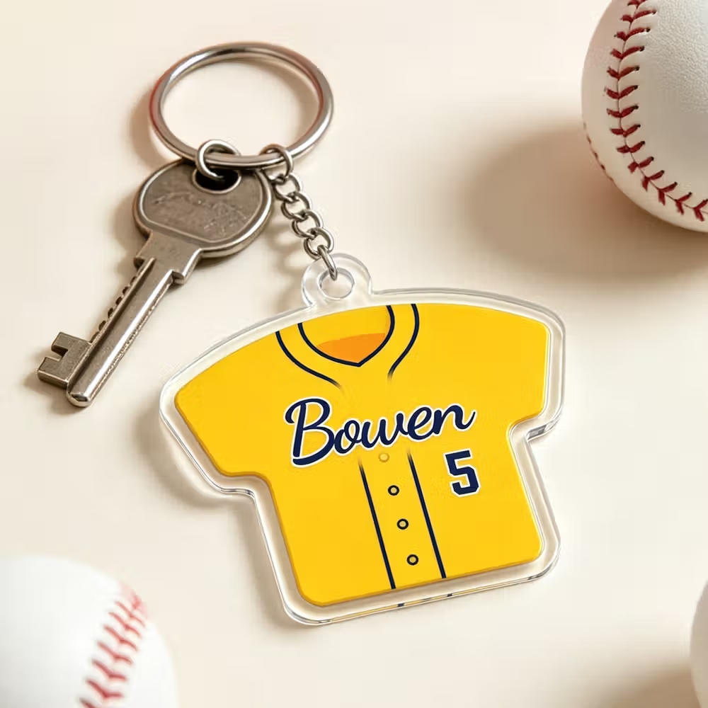 Personalized Soccer Jersey Acrylic Bag Tag Keychain with Name and Number, Everyday Use, Birthday or Team Gift for Soccer Player