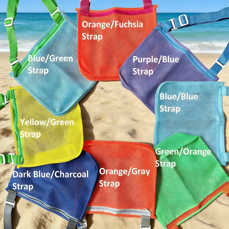 Personalized Seashell Zipper Mesh Back Pack Tote Custom Name and Shell Print Lightweight Washable Travel Pool Bag for Toddlers Kids Zip Beach Bag Monogrammed Backpack Sea Shell Bags Summer Pool Accessories