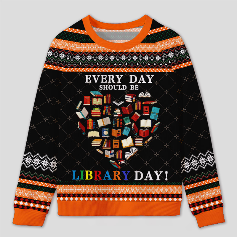 Personalized Library Day Celebration Ugly Sweater Office Holiday Party Gift for Librarians