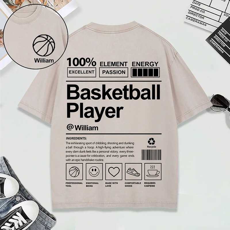 Personalized Sports Washed T-Shirt Custom Name and Unique Design for Soccer Basketball Volleyball and Hockey Lovers