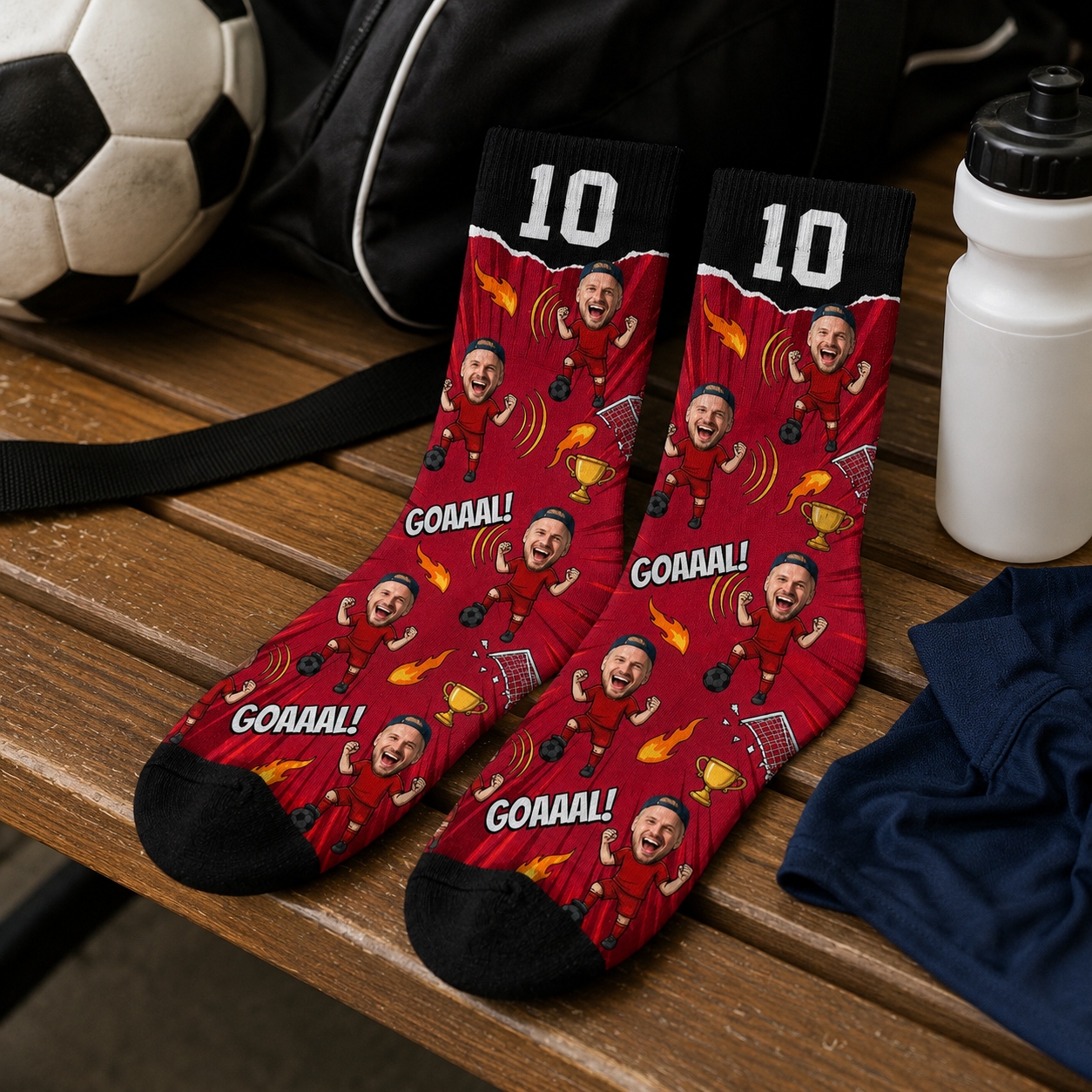 Personalized Soccer GOAAAL! Photo Socks with Custom Face and Jersey Number – Epic Gift for Your Favorite Soccer Star