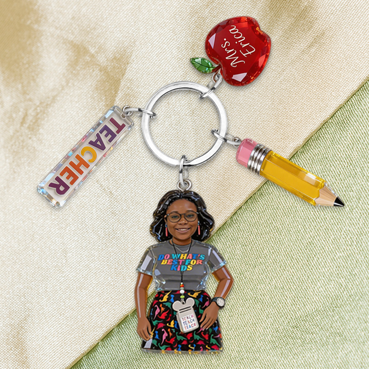 Personalized Any Photo Gift For Teacher/Educator Custom Teacher Premium Keychain with Charms