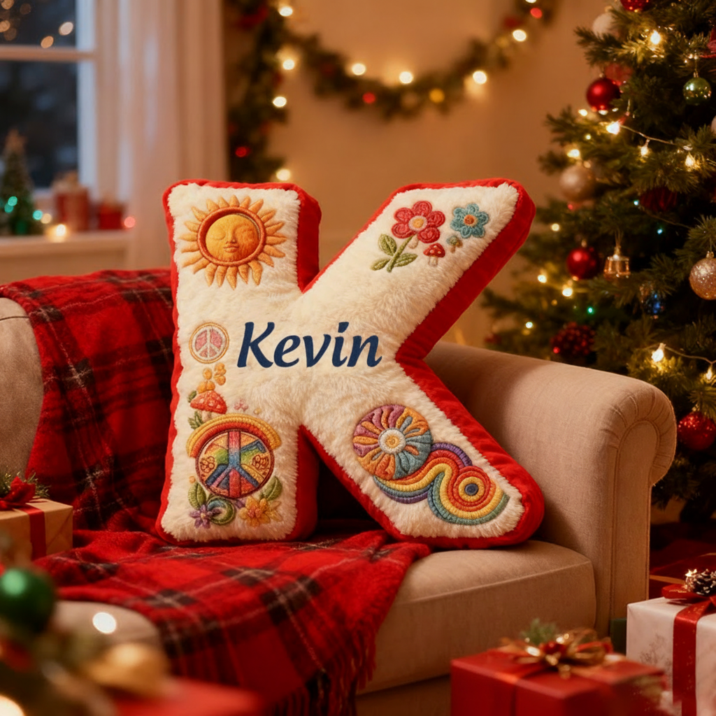 Personalized Colorful 26 Letters Cute Graphic 3D Print Christmas Gift Pillow Beautiful Hippie Letter Custom Hippie Throw Pillow for Kids