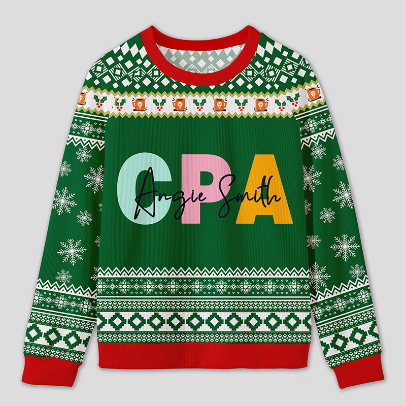 Personalized Certified Accountant Celebration Funny Ugly Sweater Festive Gift for Finance Pros