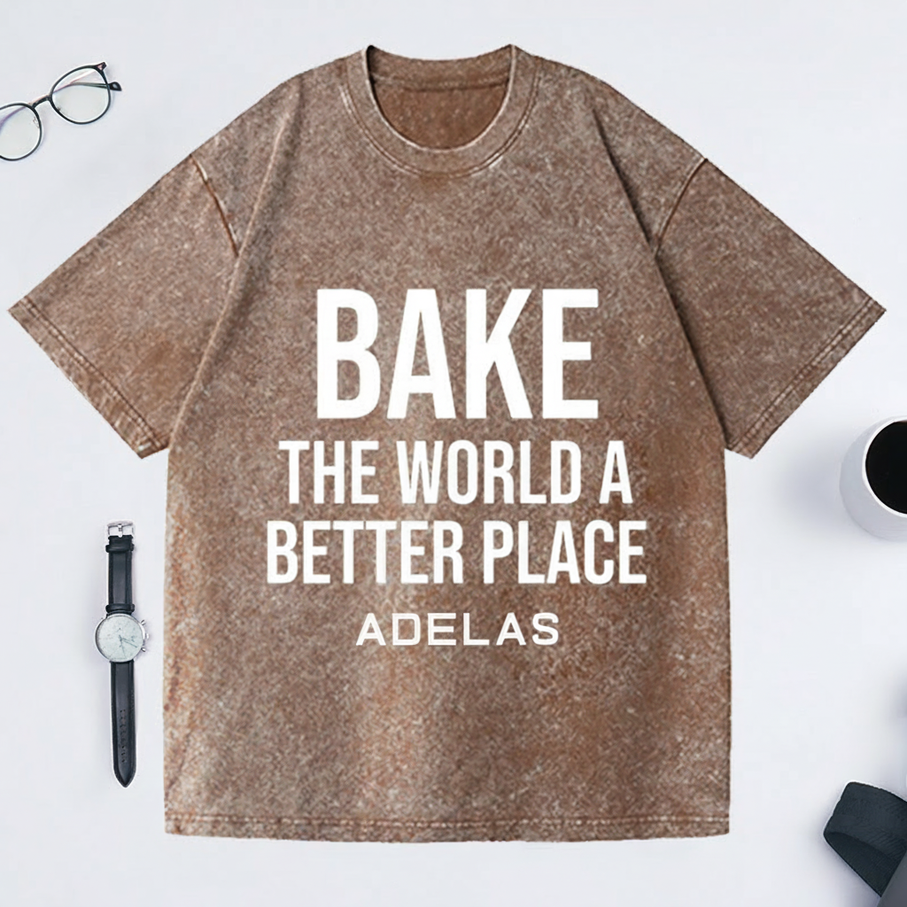 Personalized Bake the World a Better Place Washed T-Shirts Baking Shirt Bakers Shirt Cooking Gifts