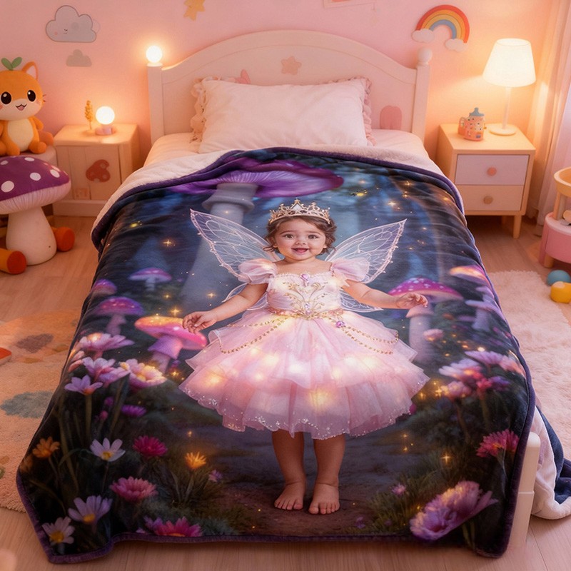 Personalized Lovely Sparkling Wings Custom Photo Throw Blanket Ideal For Children Blanket