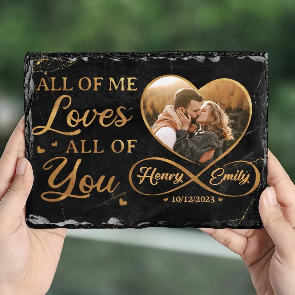 Personalized Couple Photo All of Me Loves All of You Heart Square and Rectangle Shaped Stone with Stand Newlyweds Stone Christmas Valentines Day Gift