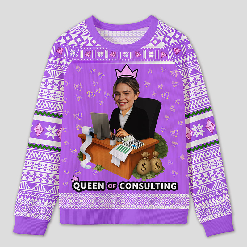 Personalized Accounting Queen Funny Ugly Sweater Office Holiday Party Gift for Finance Divas