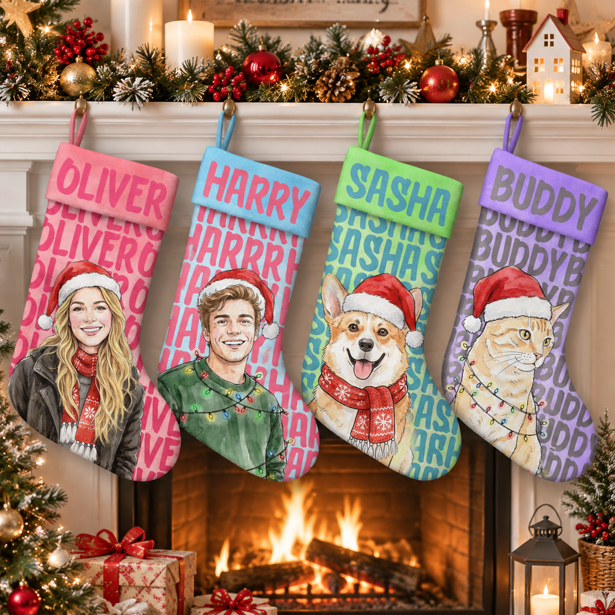 [Copy]Personalized Sewing Themed Christmas Stocking, Sewn With Love Custom Name Xmas Stocking