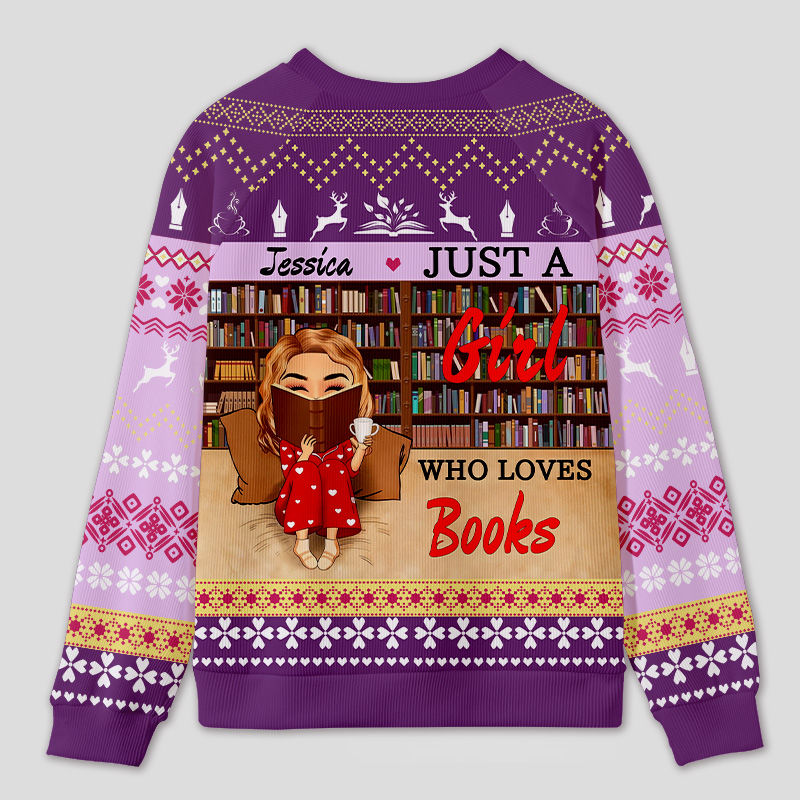 Personalized Reading Enjoyment Bookworm Ugly Sweater Festive Gift for Book Lovers