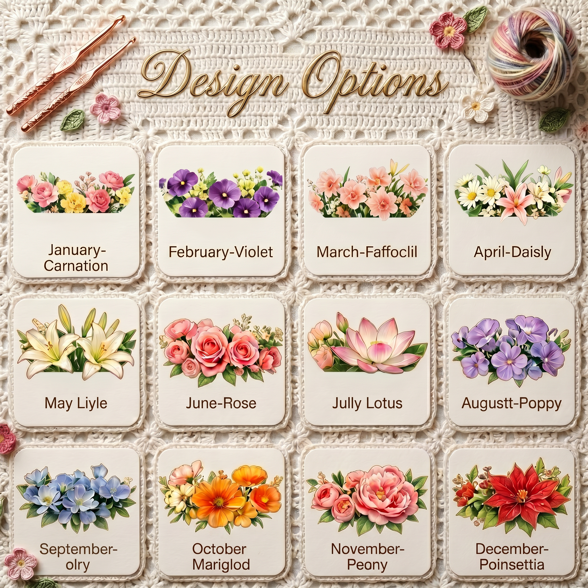 Personalized Crochet Storage Bag Custom Name Birth Flower Yarn Organizer Portable Knitting Tool Bag Travel Craft Storage for Handmade Lovers