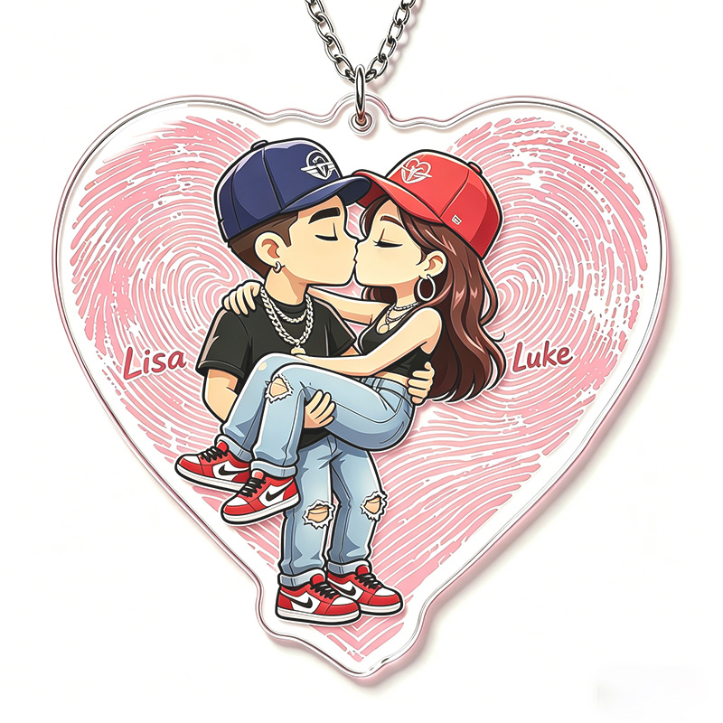 Personalized Hip Hop Cartoon Character Couple Keychain with Name Y2K Couple 