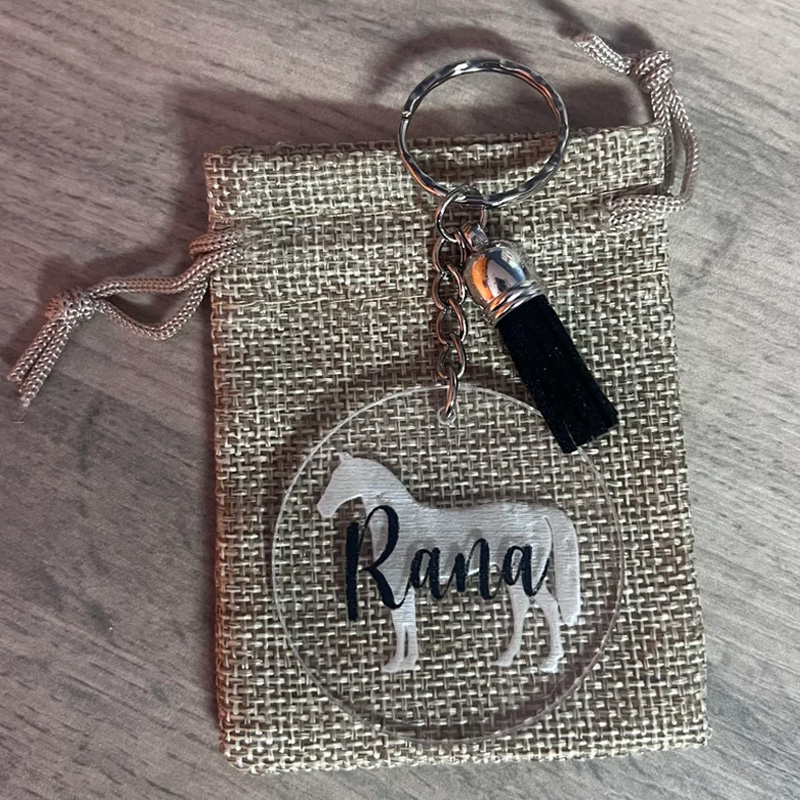 Personalized Horse Acrylic Tassel Keyring keychain Gift for Equestrian Riding Lovers