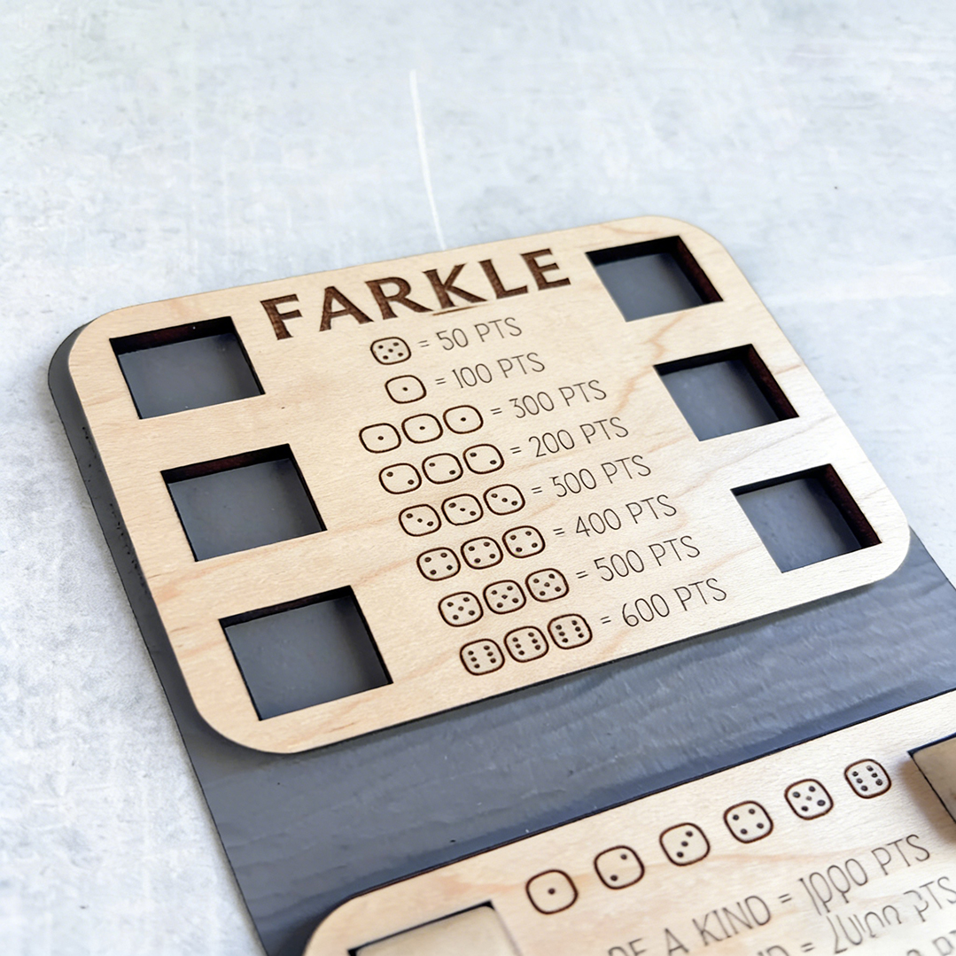 Mini Farkle Dice Game Set Wood Score Board Leather Case Travel Pocket Game  Gift for Him