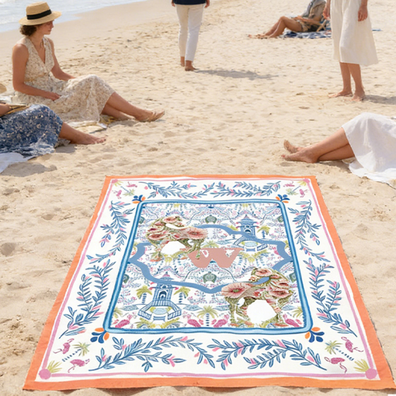 Personalized Monogram Chinoiserie Equestrian Floral Horse Quick-Dry Microfiber Beach Towel Beach Party Birthday Gift for Equestrian Lovers