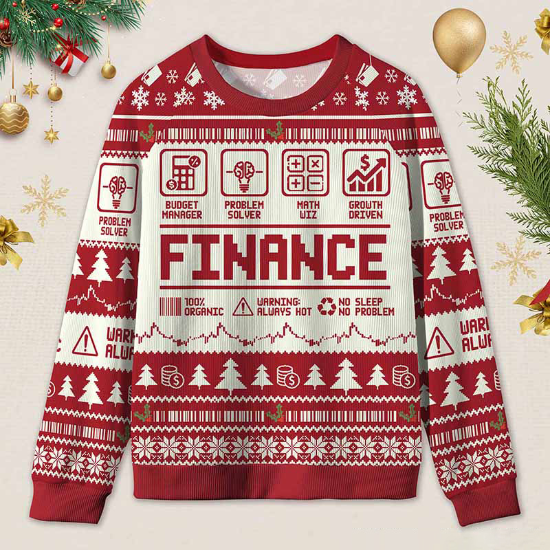 Personalized Funny Accounting Finance Ugly Christmas Sweater Gift for Accounting Finance Professionals