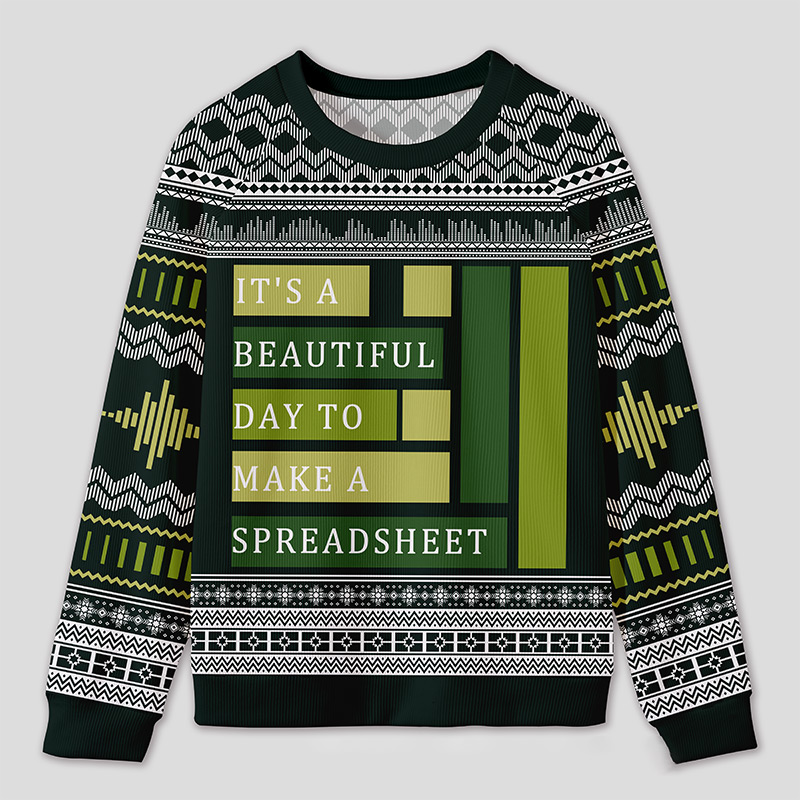Personalized Spreadsheet Geek Humor Ugly Sweater Office Holiday Party Gift for Accounting Professionals