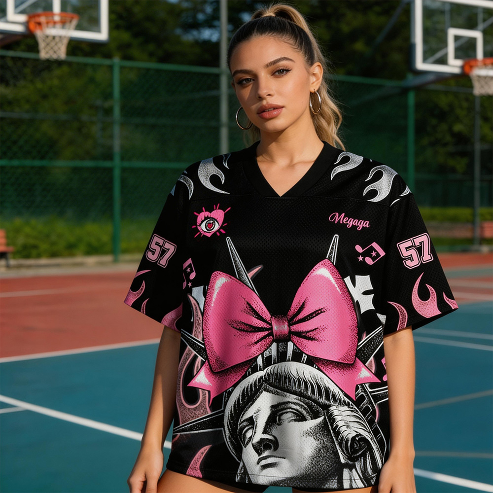 Personalized Flame Street Jersey – Custom Name and Number Graphic Shirt for Women